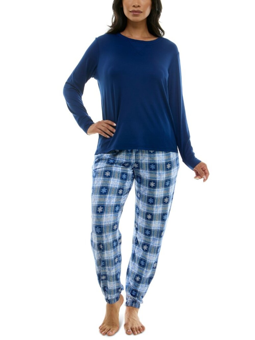 #2128 Roudelain Women's Cozy Luxe Printed Sleep Joggers - Woven Snow - Picture 3 of 7